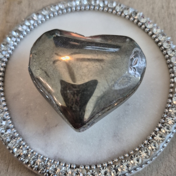 None Other - Natural Pyrite Polished Heart Palm Stone #4 New
